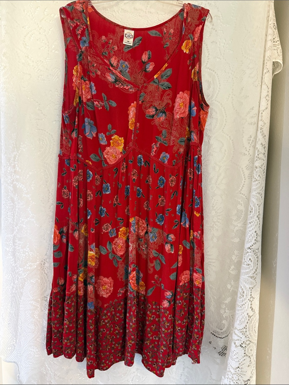 Bila Red Floral Sleeveless Sundress